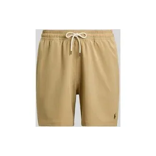 Badehose mit Logo-Stitching, Khaki, S