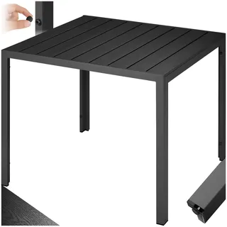 tectake® Gartentisch, Outdoor Esstisch, Balkontisch in Holz Optik, Terrassentisch mit Aluminiumrahmen, Gartenmöbel wetterfest, 90x90x74,5cm, Tisch für Garten, Lounge, Sitzgruppe - schwarz