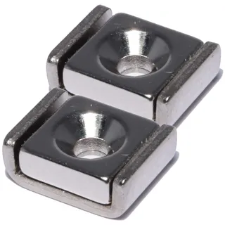 Neodym Magnet mit Bohrung Senkung - Extra Starke Topfmagnete 10mm x 13,5mm - 7 KG Zugkraft - Flachgreifer Quader mit M3 - Senkbohrung [2 Stück]