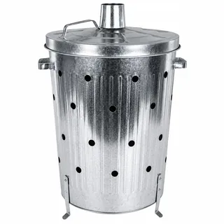 Feuertonne 75 Liter Verbrennungstonne Garten Brennofen Silber Feuerkorb