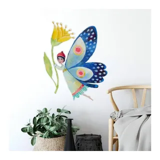 K&L Wall Art Wandtattoo Wandtattoo Blanz Märchen Kinderzimmer Deko Schmetterling Traum, selbstklebende Wandsticker für Babyzimmer, hergestellt in Berlin bunt 30 cm x 40 cm