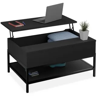 Relaxdays Aufklappbarer Couchtisch Schwarz