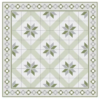 Bilderdepot24 Teppich Vinyl Wohnzimmer Schlafzimmer Flur Küche Fliesen Muster, quadratisch - grün glatt, nass wischbar (Küche, Tierhaare) - Saugroboter & Bodenheizung geeignet grün 160 cm x 160 cm