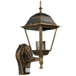 Licht-Erlebnisse Außenleuchte Aluminium Glas 37,5 cm mit Bewegungsmelder schwarz