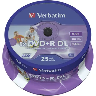 Verbatim DVD+R DL 8,5GB 8x bedruckbar 25er Spindel