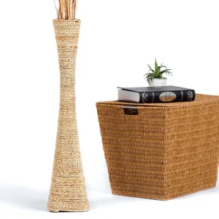 Leewadee Große Bodenvase 70 cm - Hohe Wasserhyazinthe Deko Vase - Naturbelassen