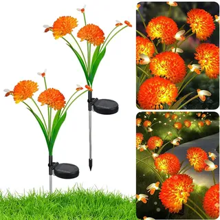 Gartendeko Solarlampen Solarleuchten für Außen Garten, 2x Solar Blumen Lampe Gartenleuchte für Rasen Terrasse Party Hochzeit Balkon Deko Beleuch...