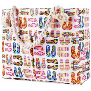Mutig Strandtasche Badetasche XXL Familie, Groß Strandtasche mit Reißverschluss (Wasserdicht Sanddicht, Handtasche Umhängetasche Damen, Faltbar, Ultraleicht Badetasche, beach bag, strand tasche), für Urlaub Reisen Fitnessstudio Picknick und Training rosa