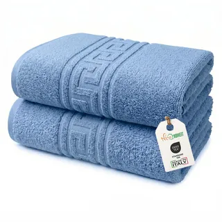 nice homeit Set mit 2 großen Badetüchern, 100 x 150 cm, extra großes Badetuch aus 100% ringgesponnener Baumwolle, extra weich und saugfähig, hergestellt in Italien, Blau