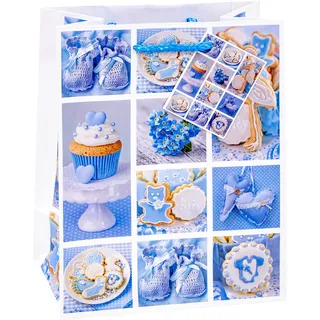 TSI Geschenktüten BABY JUNGEN, 6er Packung, Größe: Mittel (HxBxT 23 x 18 x 10 cm), Art. Nr. 85014-J