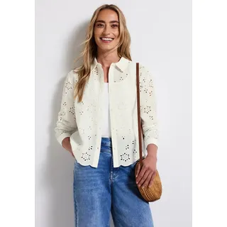STREET ONE Damen A345738 Hemdbluse mit Lochstickerei, Off White, 42