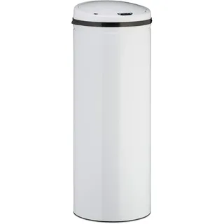 Relaxdays Sensor Mülleimer 50 l Weiß/Schwarz