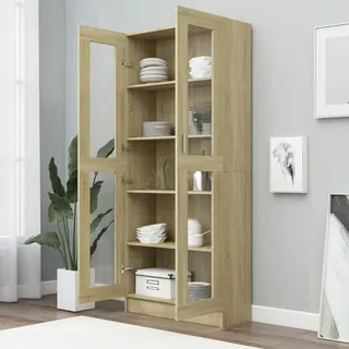 vidaXL Vitrinenschrank Sonoma-Eiche 82,5x30,5x185,5 cm Holzwerkstoff