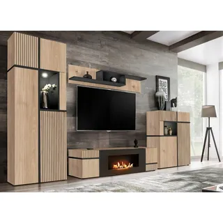 Raumhirsch Furniture Lowboard TV Schrank, TV-Möbel, Fernsehschrank, TV-Kommode (Maße: 150 x 50 x 50 cm (Bioethanol-Kamin, 2 Türen), Push-Click-System, Moderne Optik, Einfache Montage braun