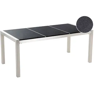 Beliani Gartentisch 180 x 90 x 74 cm Schwarz/Silber