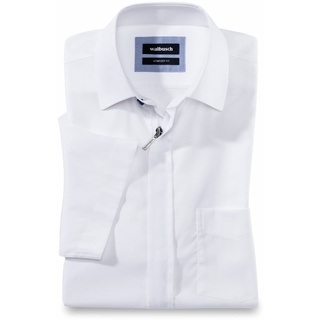 Walbusch Herren Hemd Tropical Zip&Go einfarbig Weiß 49-50 - Kurzarm