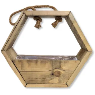Holz Blumenampel Natur braun Blumentopf Hänger Wand Deko 36 x 50cm