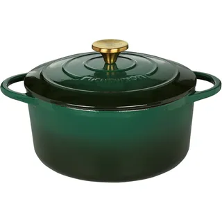 Küchenprofi Gusseisen Bräter mit Deckel, grün/innen schwarz , 24 cm, Schmortopf, Auflaufform, Dutch Oven, Brotbacktopf, emailliert, für alle Herdarten(inkl. Induktion), zum Schmoren,Backen,Braten, Racing Green