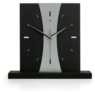 Kreative Feder Standuhr Designer-Standuhr „Stripe“ aus Holz ohne Ticken, Tisch-Standuhr aus MDF in modernem Look mit exklusiver Applikation schwarz