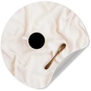 MuchoWow Wandsticker Kaffee - Löffel - Becher (1 St), Runde Aufkleber für Kinderzimmer, Selbstklebend, 120x120 cm bunt 120 cm x 120 cm x 0.1 cm