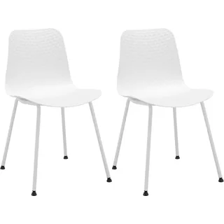 loft24 Stuhl Naya (Set, 2 St), Schalenstuhl mit Metallbeinen, Sitzhöhe 45 cm weiß