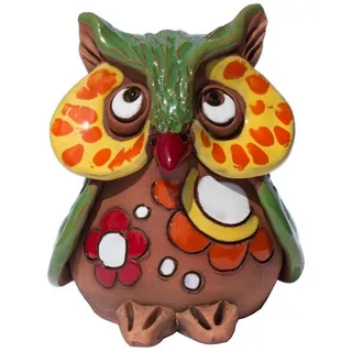 dekotrend.gallery Tierfigur Gartenstecker Eule Vogel Garten Deko Zaunhocker Skulptur Objekt Figur, Zaunsitzer Dekofigur Dekoskulptur Dekoobjekt aus Keramik