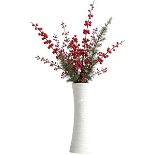 20cm kleine keramische Vase schmal Hals dekorative Blumenvase konische Vase für Zuhause Hochzeitstisch Schlafzimmer Wohnzimmer Schreibtisch (weiß)