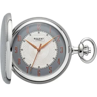Regent Taschenuhr P729-19477729, (Set, 2-tlg., mit dazu passender Kette), Quarzuhr, Herrenuhr, Acrylglas, Geschenkidee silberfarben