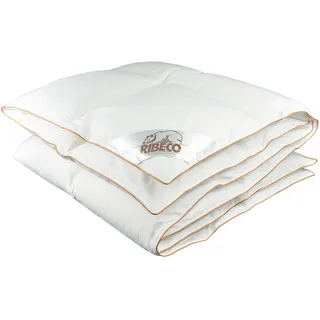 Ribeco Sommerdecke Ella, Weiß, Kupfer, Textil, Füllung: Entendaunen, Entenfedern, 135x200 cm, Made in Germany, Oeko-Tex® Standard 100, Responsible Down Standard (Rds), Downpass, Downafresh®, für Hausstauballergiker geeignet, temperaturausgleichend, feuchtigkeitsregulierend, weich und anschmiegsam, reines Naturprodukt, atmungsaktiv, sehr leicht, Schlaftextilien, Bettdecken, Daunendecken