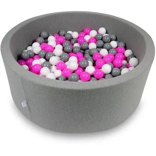 Trockenbecken 110x40cm grau mit 500 Bällen: weiß, grau, rosa