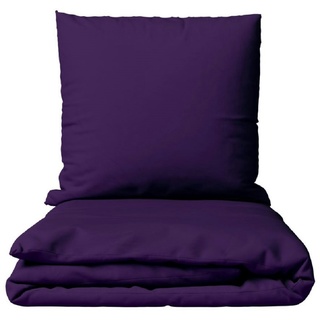 Leonado Vicenti Bettwäsche Baumwolle 135x200 + 80x80 cm Einfarbig Uni lila mit Reißverschluss