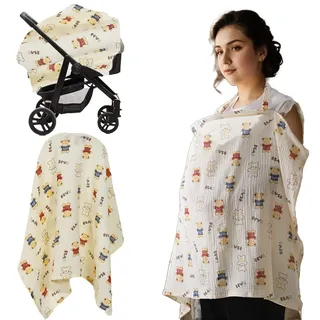 Breastfeeding Cover,Stilltuch Stillschürze für Mama, Baby Stillhütchen Weich 360°, Baumwolle Atmungsaktive Baby Stillschürze für Sichtschutz
