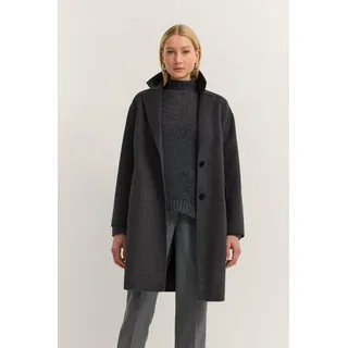 Bugatti Kurzmantel Loose Fit mit Knopfleiste und aus weichem Woll-Mix grau 38