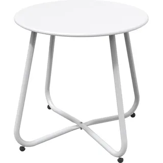 None Beistelltisch Kaffeetisch Rund Garten Outdoor Weiß