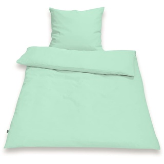 SETEX Halbleinen-Bettwäsche, 155 x 220 cm, Bezug für Bettdecke im Set mit Kissenbezug, 55 % Leinen, 45 % Baumwolle, Weiches Soft Washed Finish, 2-teiliges Bettwäsche-Set, Jadegrün