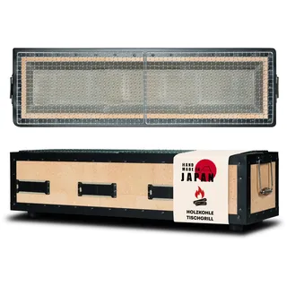 Konro Grill – traditioneller japanischer Holzkohlegrill aus natürlichem Diatomit Sedimentgestein – ideal für Yakitori & Yakiniku – kompakter Tischgrill – handgefertigt in Japan - Groß (77x23x20cm)