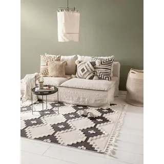 benuta Oyo Kurzflorteppich 160 x 230 cm Grau/Weiß
