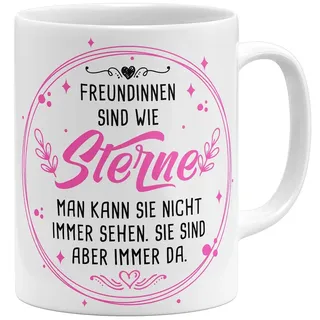 OM3® Geschenk für beste Freundin Tasse mit Spruch - beste Freundinnen sind wie Sterne - Statement - Spruchtasse | Keramik Becher | 11oz 325ml | Beidseitig Bedruckt | Weiss