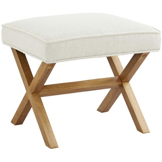 Amazon Basics Rechteckig Moderner Polsterhocker mit X-Design, Design der Mitte des Jahrhunderts, Leinen, 45.7T x 50.8B x 45.7H cm, Elfenbeinfarben (Früher Rivet)