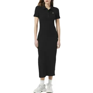 Lacoste Schwarzes Damenkleid, lang, Ribbed, Schwarz , 38 - 38