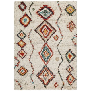 Hochflor-Teppich Gobi, benuta, rechteckig, Höhe: 21 mm, Kunstfaser, Berber, Ethno-Style, Wohnzimmer beige|weiß 160 cm x 230 cm x 21 mm