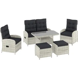 Lounge-Set mit Esstisch Kalgan 6-teilig Wicker Eisgrau Anthrazit