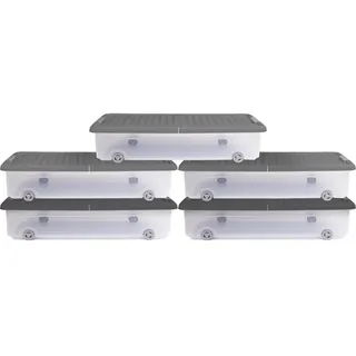 ONDIS24 Aufbewahrungsbox Unterbettbox Rollerbox Aufbewahrungsbox 35 W (5 St), 35 liter grau