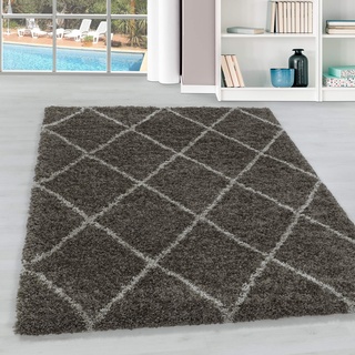 Hochflor Teppiche - Geometrisch Design Teppich - Rechteckig Teppich - aus Polypropylen - Maschinell hergestellt - Farbe : Taupe, Größe :120 x 170 cm