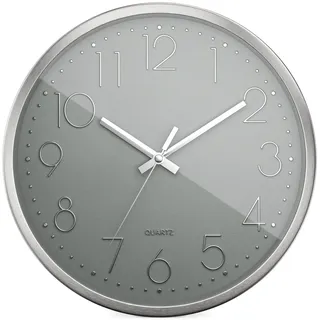 MEBUS Quarzwanduhr 30,0 cm 30 cm grau/silber