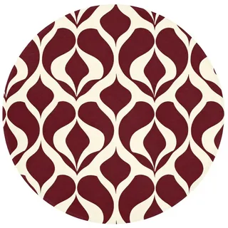 OnlyWow Badematte Rot - Tropfenmuster - Grafik, Höhe 10 mm, Polyester, Rund, Badezimmerteppich, Badteppich, Rutschfest, Badvorleger, Waschbar rot Rund | 70 cm x 70 cm x 10 mm