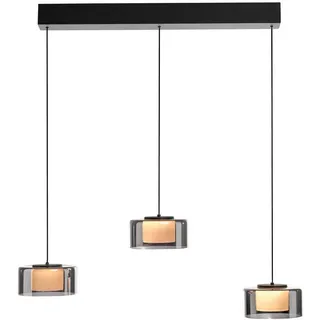 Paul Neuhaus Rika 3-flg. 71 x 15 cm rund schwarz Glas Metall dimmbar