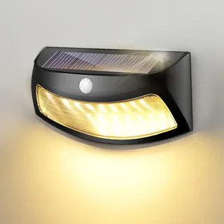 KZT Solarlampen für Außen mit Bewegungsmelder IP65 Wasserdichte Solar Außenleuchte 3 Modi Solarleuchten Lampe 3000K Warmweiß Solar Lampe Outdoor für Hof Treppen Deck Garage Gartenbeleuchtung