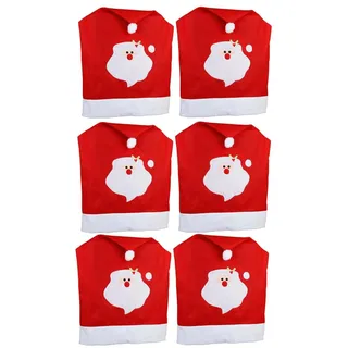 Novaliv, Möbelbezug + Möbelschutz, Weihnachten Stuhlhussen 6er Set I Rot I Weihnachtsmann I Stuhlbezüge Esszimmer (48 x 48 x 65 cm)