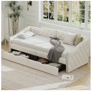 MODFU Schlafsofa Einzel-Tagesbett mit Schubladen, großer Stauraum, Tagesbett Sofabett 90*200cm, ohne Matratze weiß